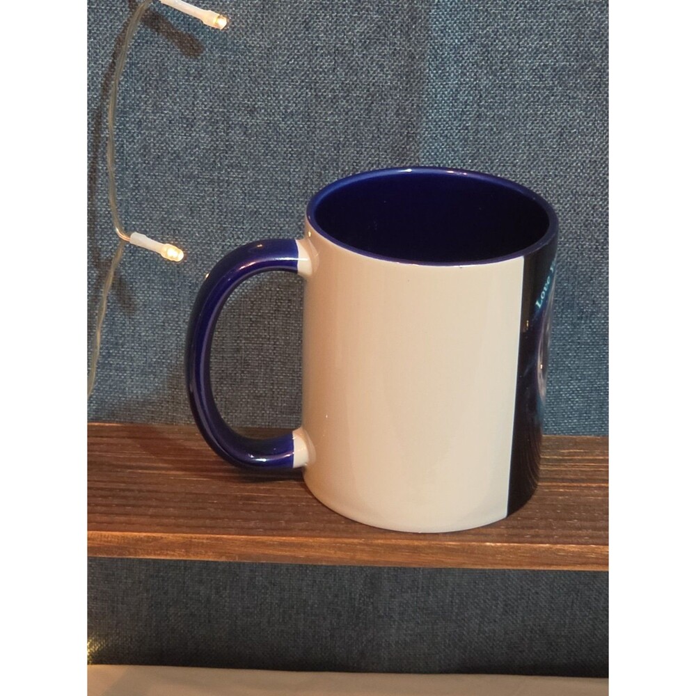Love You To The Moon Ceramic Coffee Mug Navy Two-Tone New - Picture 6 of 16